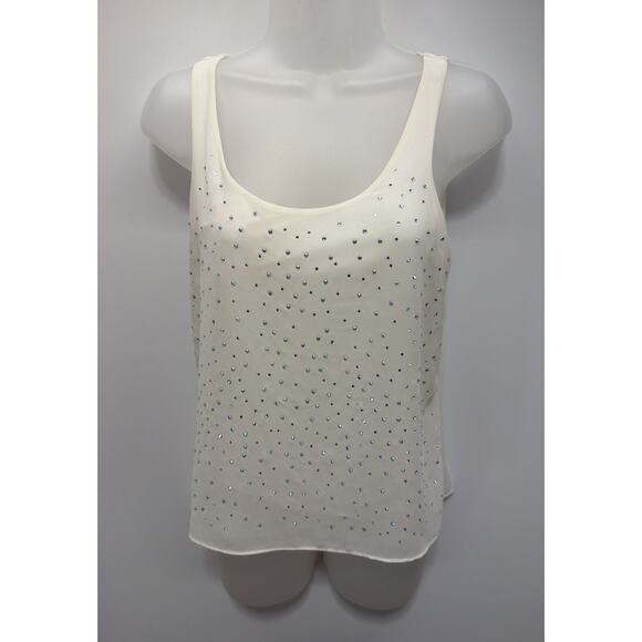 Express Ivory Sparkly Rhinestone Overlay Tank Top size Small - Picture 1 of 7